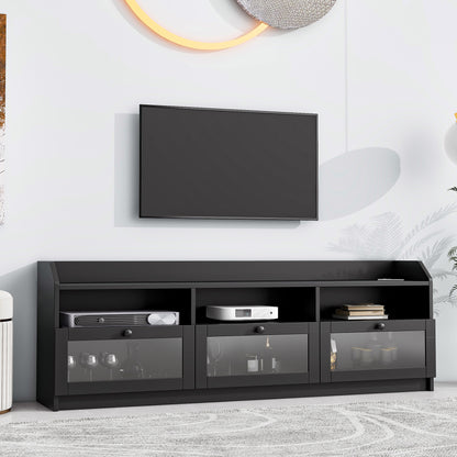 Ashton TV Stand with Acrylic Board Door - Black