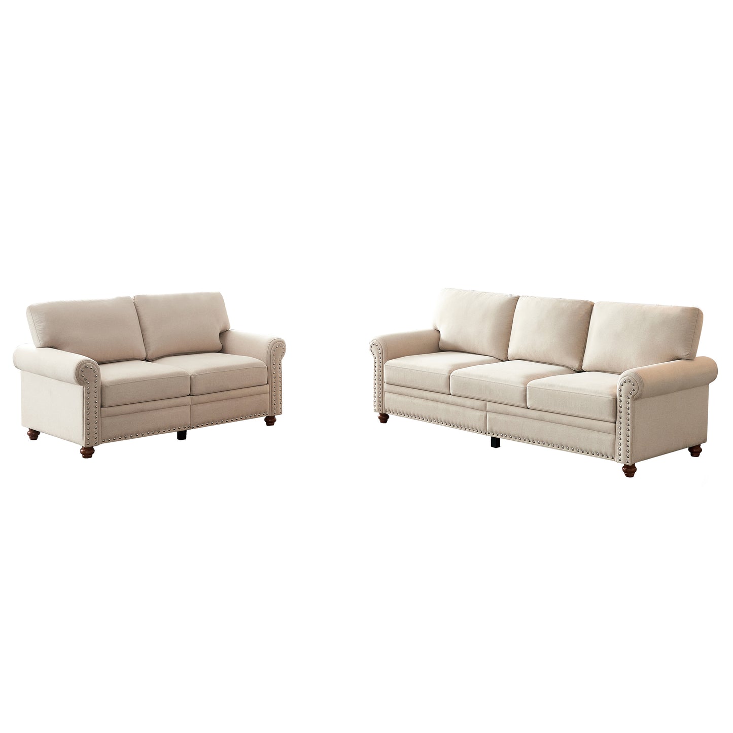 Elegant Comfort Linen Sofa with Storage - Beige