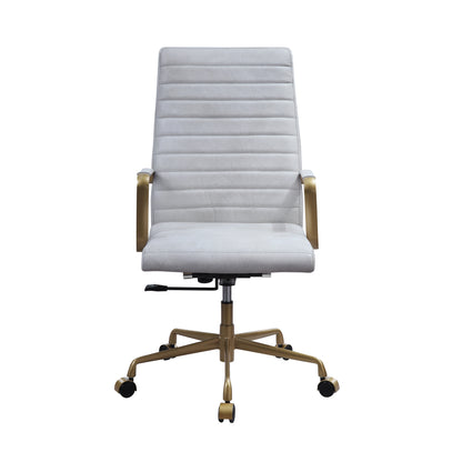 Vintage White Top Grain Leather Office Chair