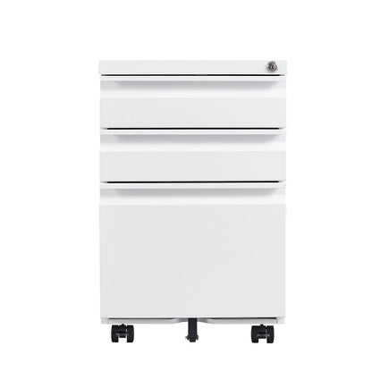 3 Drawer Mobile Locking File Cabinet - White