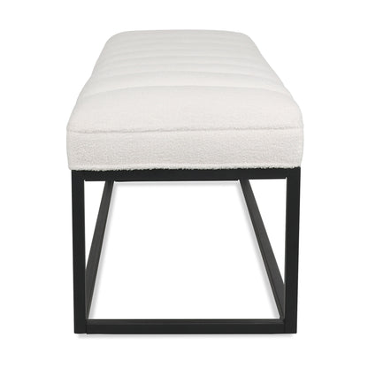 Metal Base Upholstered Bench - White