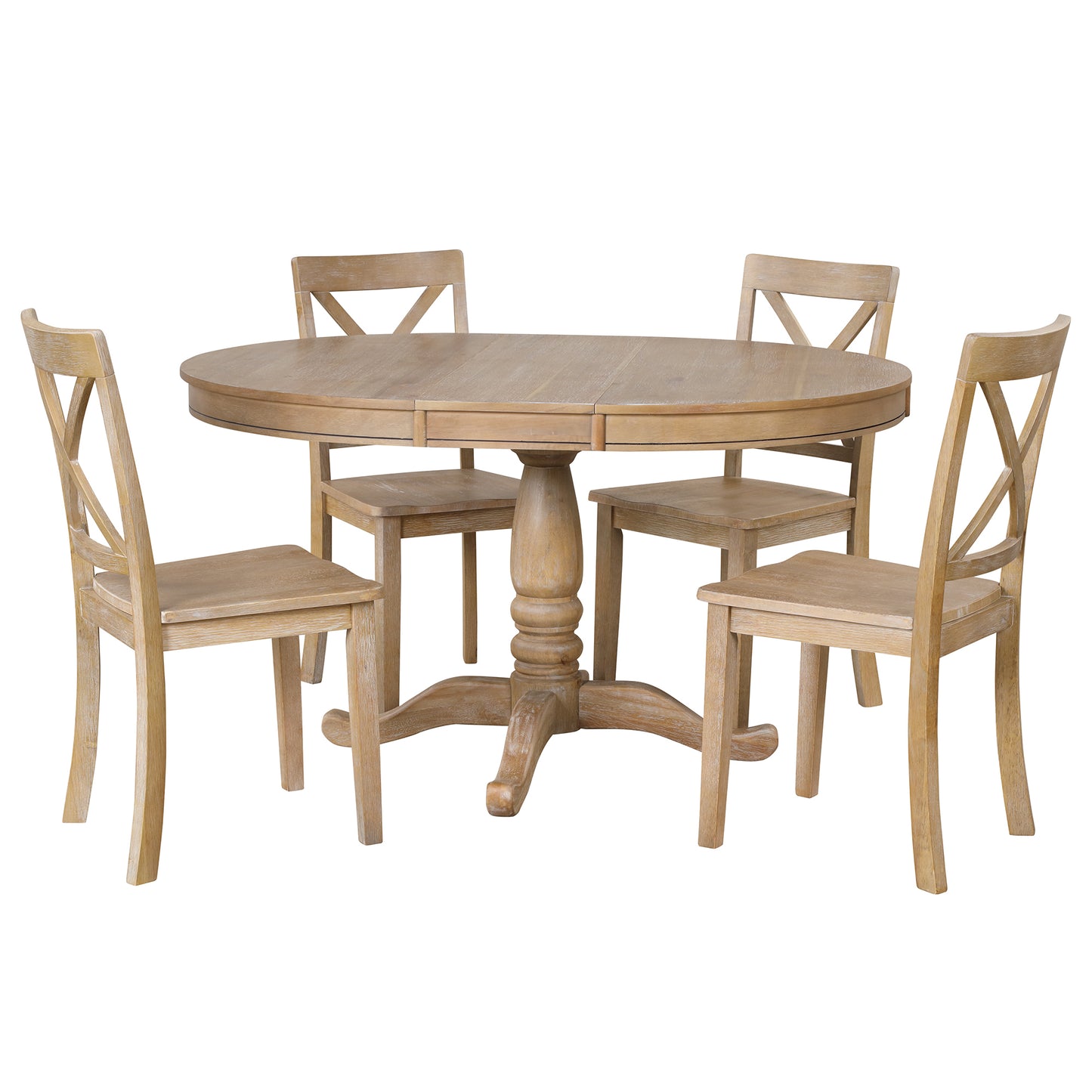 Vivia 5pc Dining Set Round Table 4x side Chairs - Natural