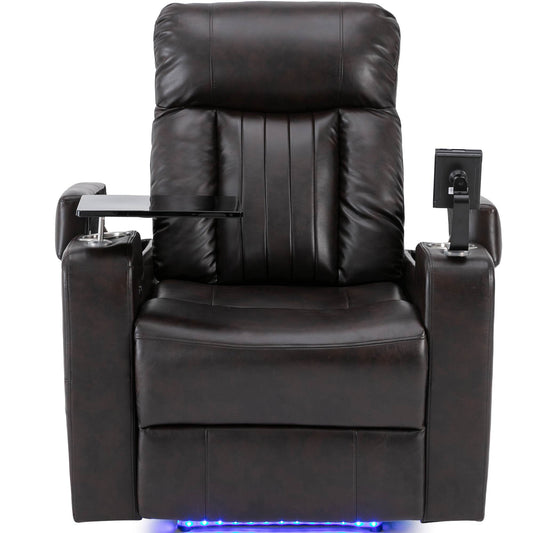 Anika Premium Power Recliner with Swivel Tray Table - Brown