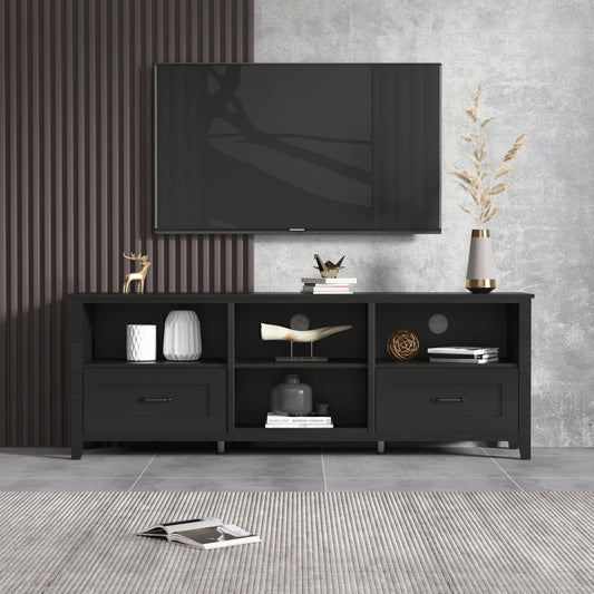 Sydney 70 Inches TV Stand with 2 Drawers - Black