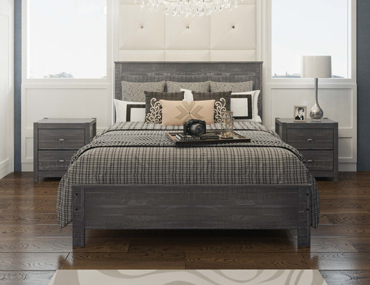 Eco Rustic Grey Wood Bed