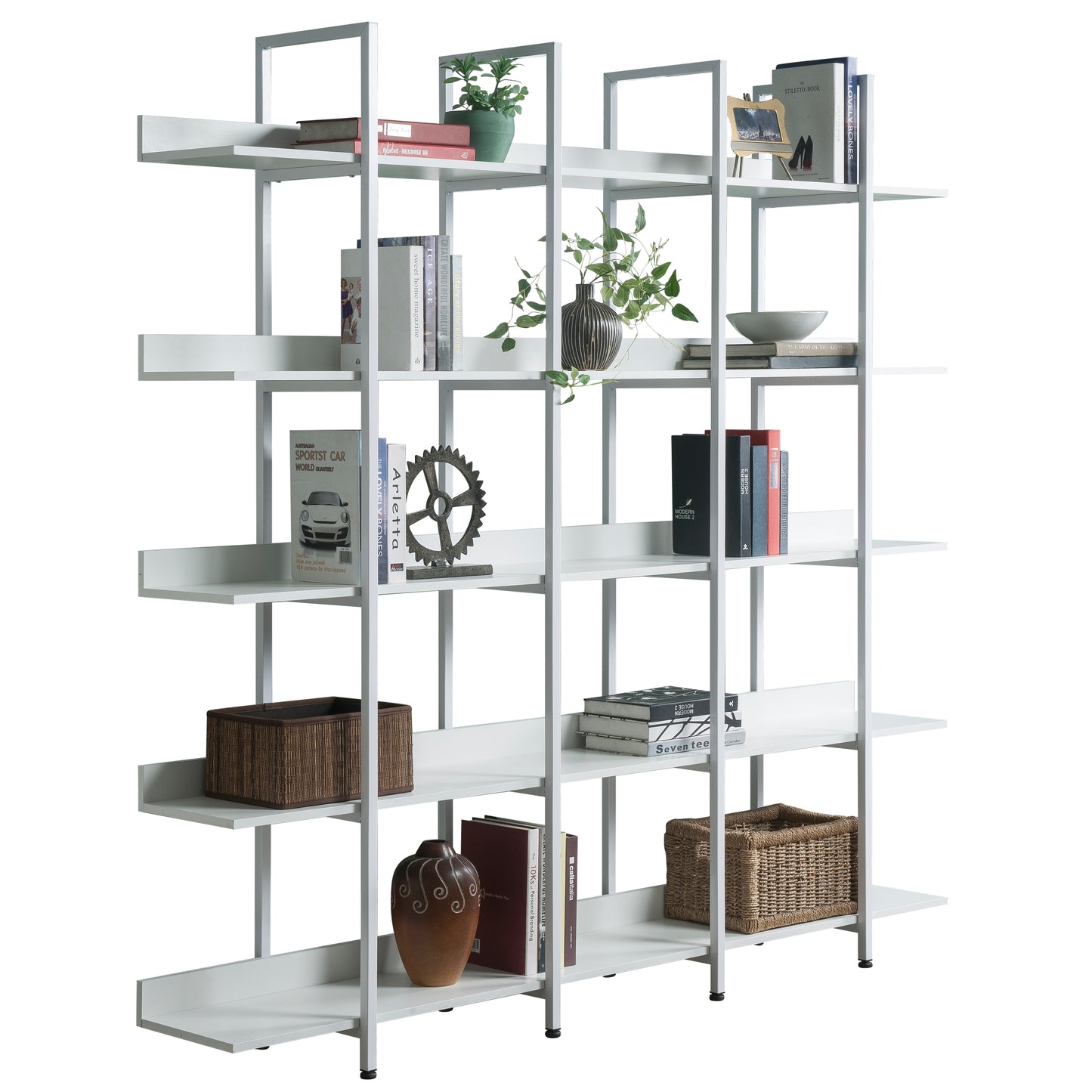 Vintage Metal Frame Bookshelf - White