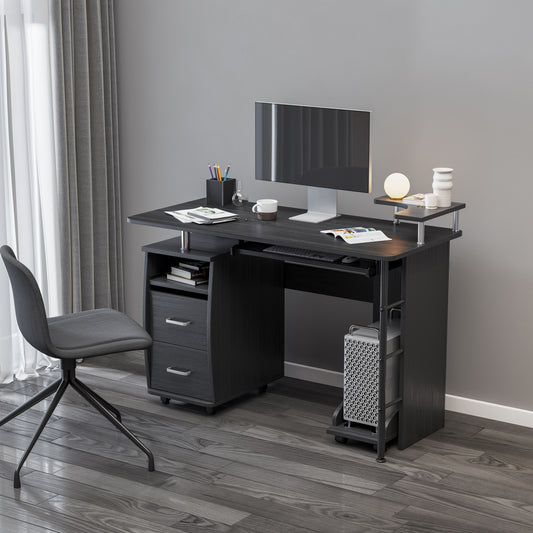Zenith Tech Solid Wood Computer Desk - Black