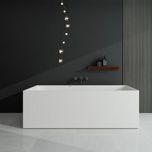 Toei 67" Solid Surface Freestanding Soaking Bathtub - Matte White