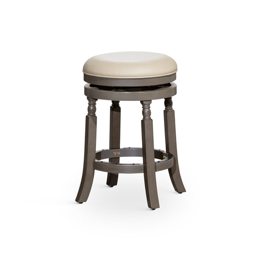 Viva Counter Stool, Weathered Gray Finish, French Gray Leather Seat