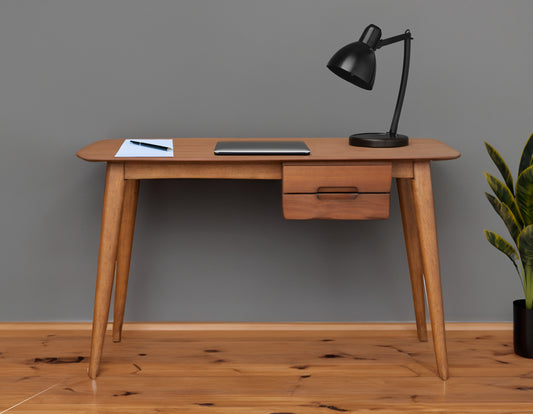 Walnut Modern Study Desk with Storage Solution