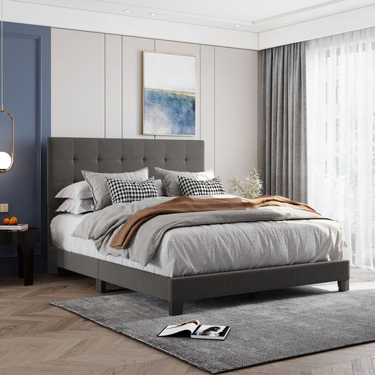 Eve Queen Size Platform Bed Frame - Gray