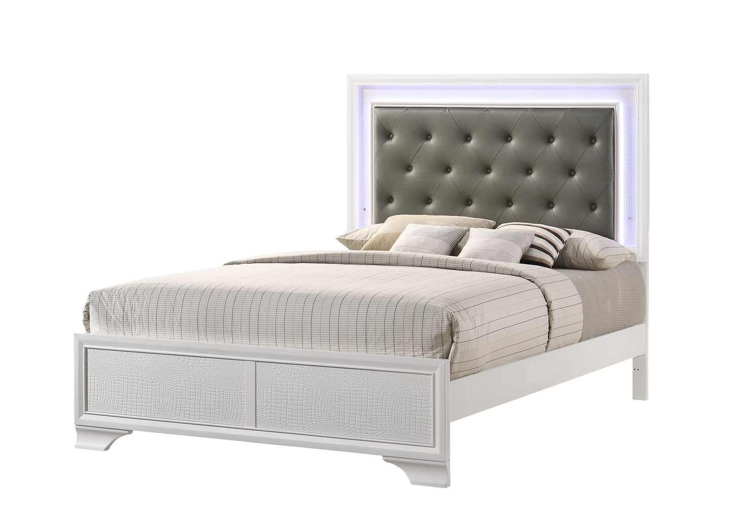 Sato Queen Size LED Panel Bed - White