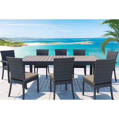 Zena 9 Pc Outdoor Dining Table Set - Brown/Chocolate