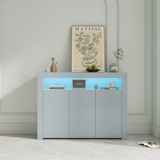 Glossy Glow Sideboard: Modern Storage Cabinet with LED Light