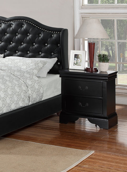 Randa Pine wood Nightstand - Black