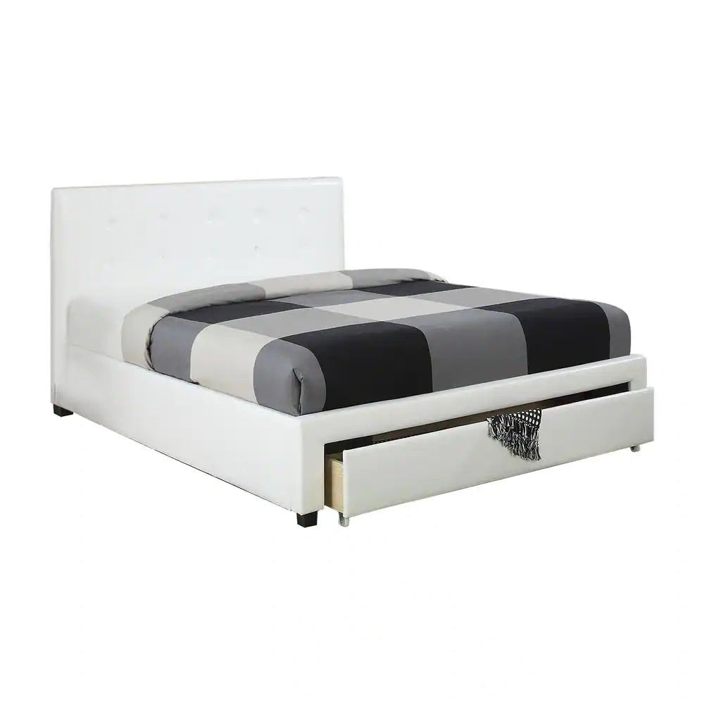 Elegant Dreams Full Size White Leather Storage Bed