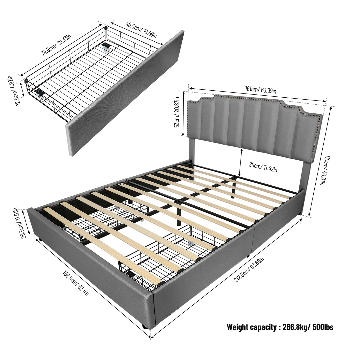 Elegant Dreams Queen Upholstered Platform Bed