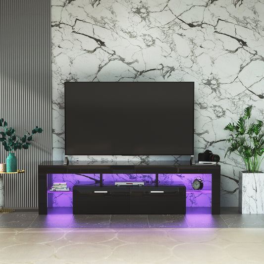 Lacey TV Stand with LED light - Black