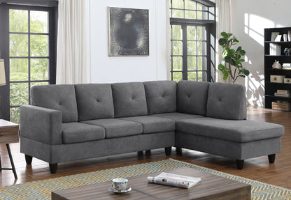 Ivan Woven Sectional Sofa with Right Facing Chaise - Dark Gray