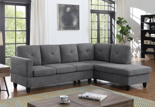 Ivan Woven Sectional Sofa with Right Facing Chaise - Dark Gray