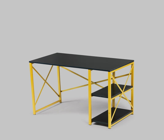 Morello Gold Metal Frame 47" Wooden Top Computer Desk -  Black