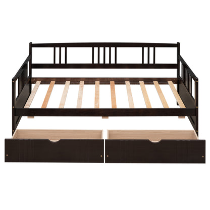 Lex Full Size Wooden Daybed with Twin Size Trundle - Espresso