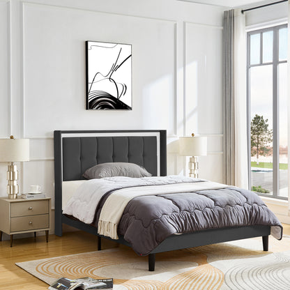 Vito Queen Size Platform Bed Frame - Dark Gray