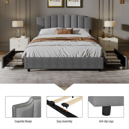 Elegant Dreams Queen Upholstered Platform Bed