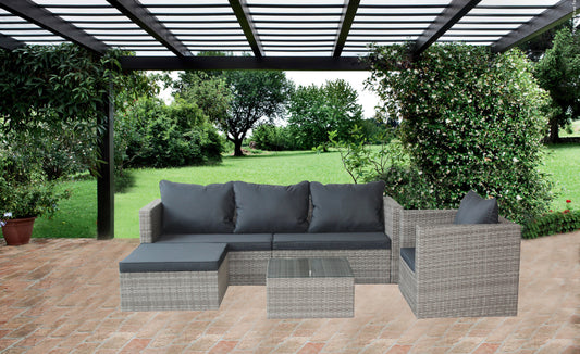 Durham 4 Pc Outdoor Patio Sectional Sofa Set - Gray