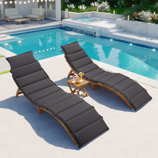 Elevate Lounge Outdoor Patio Wood Portable Extended Chaise Lounge Set - Gray