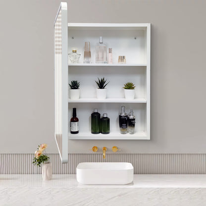 Luxo Vanity  White Metal Framed  Bathroom Medicine Cabinet with Mirror