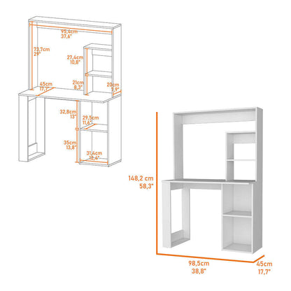 Palisades Computer Desk with Hutch and Storage Shelves - White