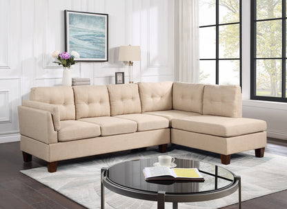 Dalia Linen Modern Sectional Sofa with Right Facing Chaise - Khaki