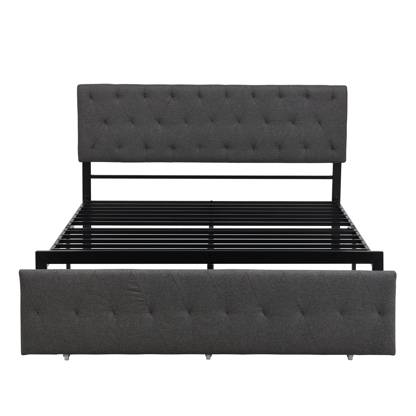 Apex Queen Size Storage Bed Metal Platform Bed with Drawer - Gray