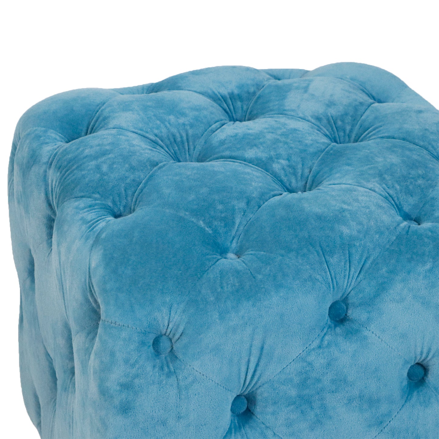 Velvet Upholstered Vanity Seat - Blue