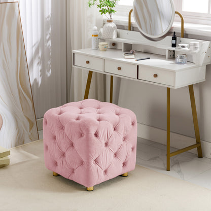 Velvet Upholstered Vanity Seat - Pink