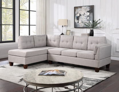 Dalia Linen Modern Sectional Sofa with Left Facing Chaise - Light Gray