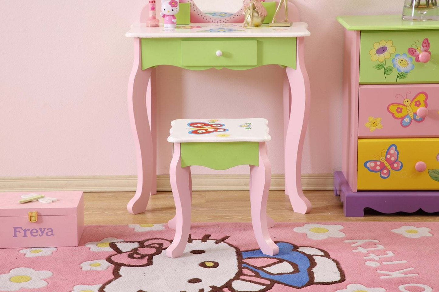 Kids Girls Flower Vanity Set with Stool