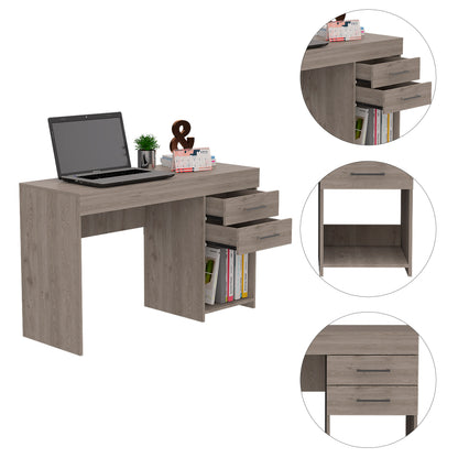 Berkeley 1-Shelf 2-Drawer Computer Desk - Light Grey