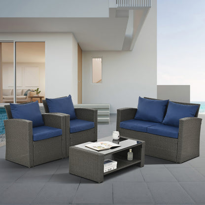 Moray 4 Pc Outdoor Patio Seating Set - Light Blue