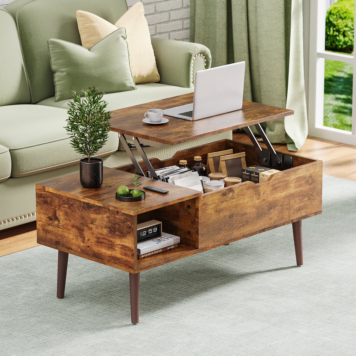 Hanna Lift Top Coffee Table - Rustic Brown