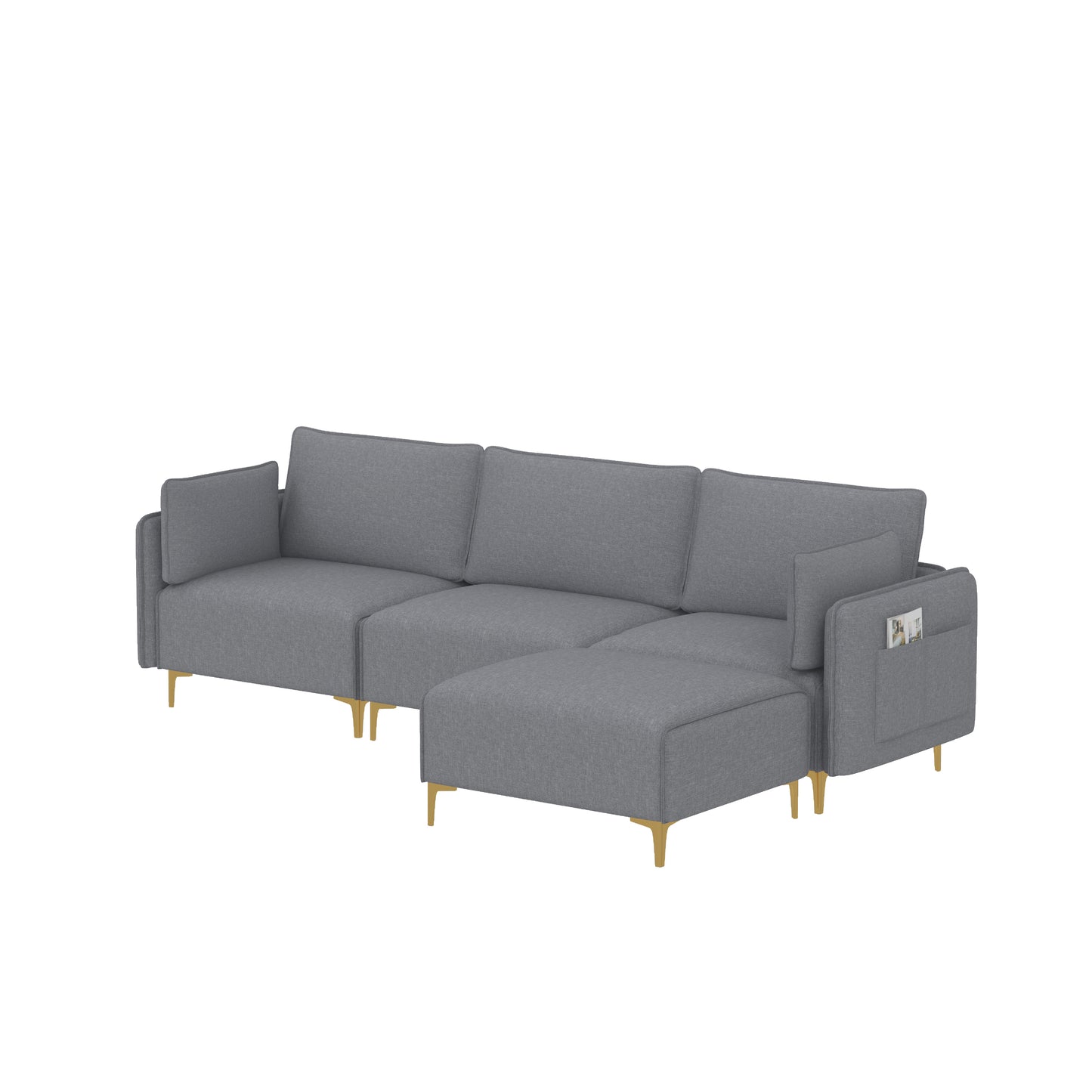 Elevate USB Grey Fabric L-Shaped Sectional Sofa