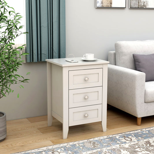 Florence Nightstand with Charging Station - White