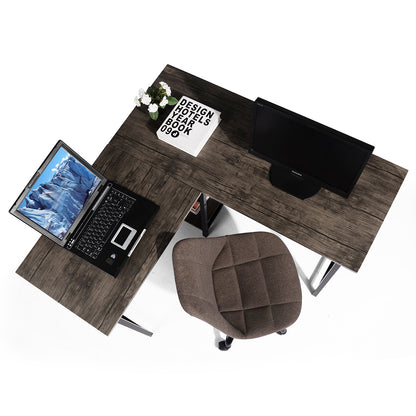 L-Shaped Corner Computer Desk with Open Shelves