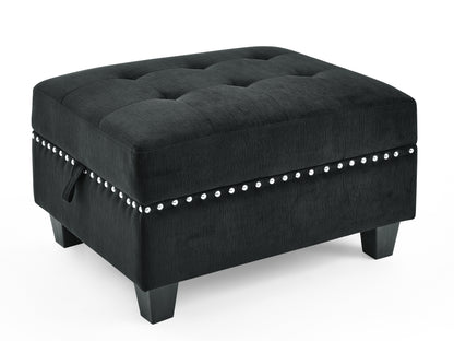 Black Velvet Ottoman