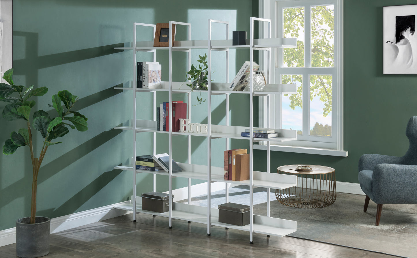 Vintage Metal Frame Bookshelf - White