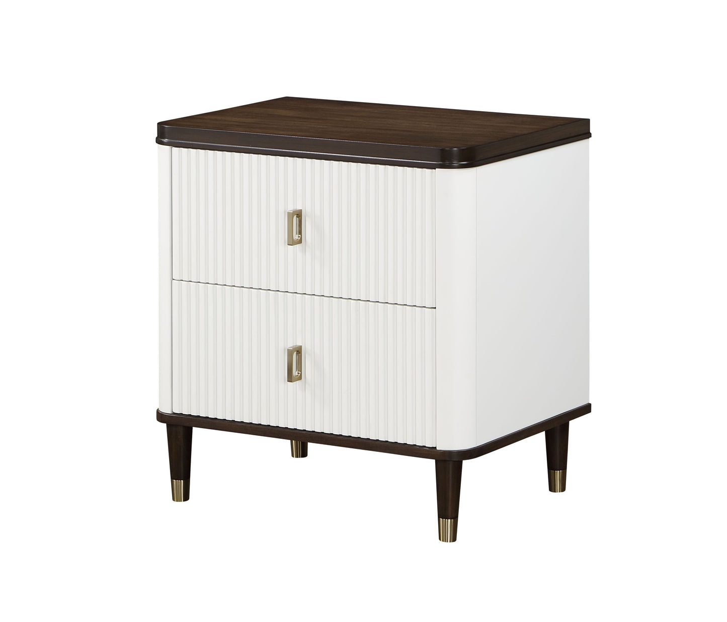 Carena Nightstand With Charging Station - White & Brown