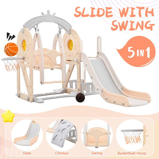 Playful Toddler Slide and Swing Set 5 in 1 - Pink