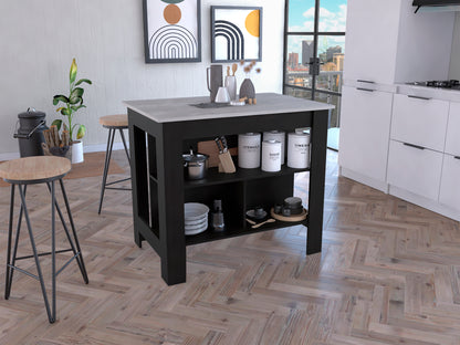 Prep Pro Center Kitchen Island  - Black / Ibiza Marble