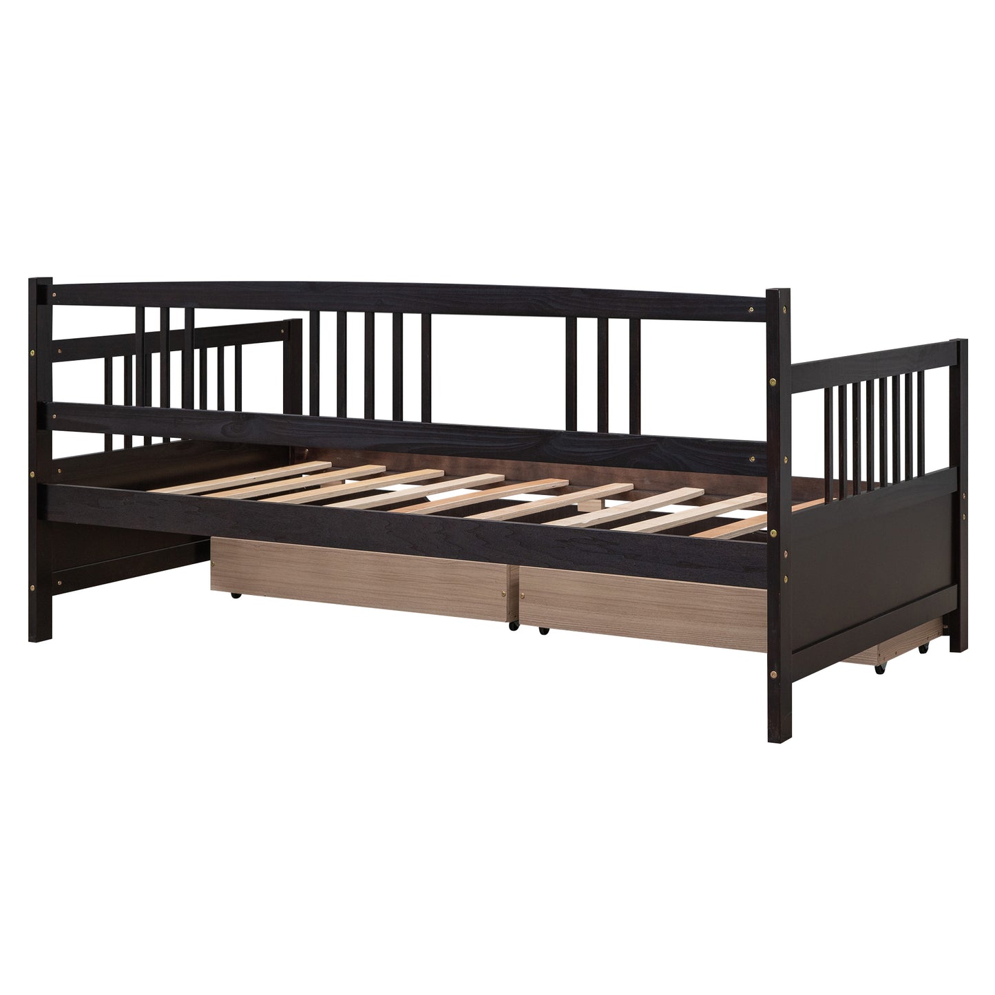 Lex Full Size Wooden Daybed with Twin Size Trundle - Espresso